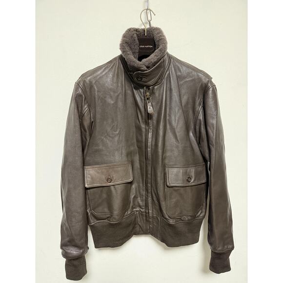 Vintage US Navy G-1 Flight Jacket Mens 52 Brown Leather Mouton Collar Bomber 80s - Picture 2 of 16